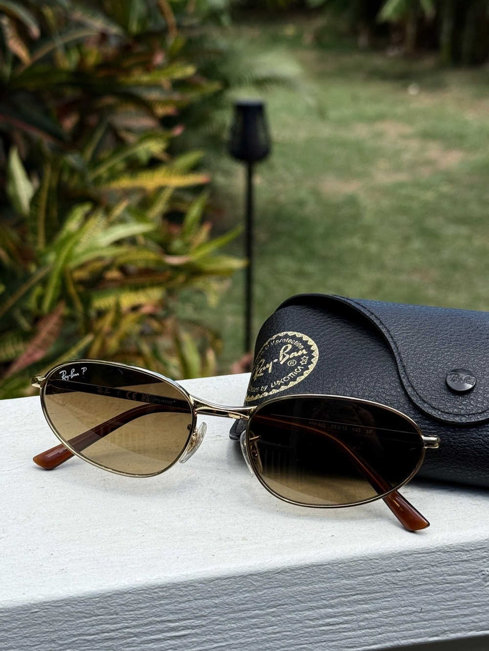 Ray-Ban Women's Gold Frame Sunglasses with Brown Lenses Polarized